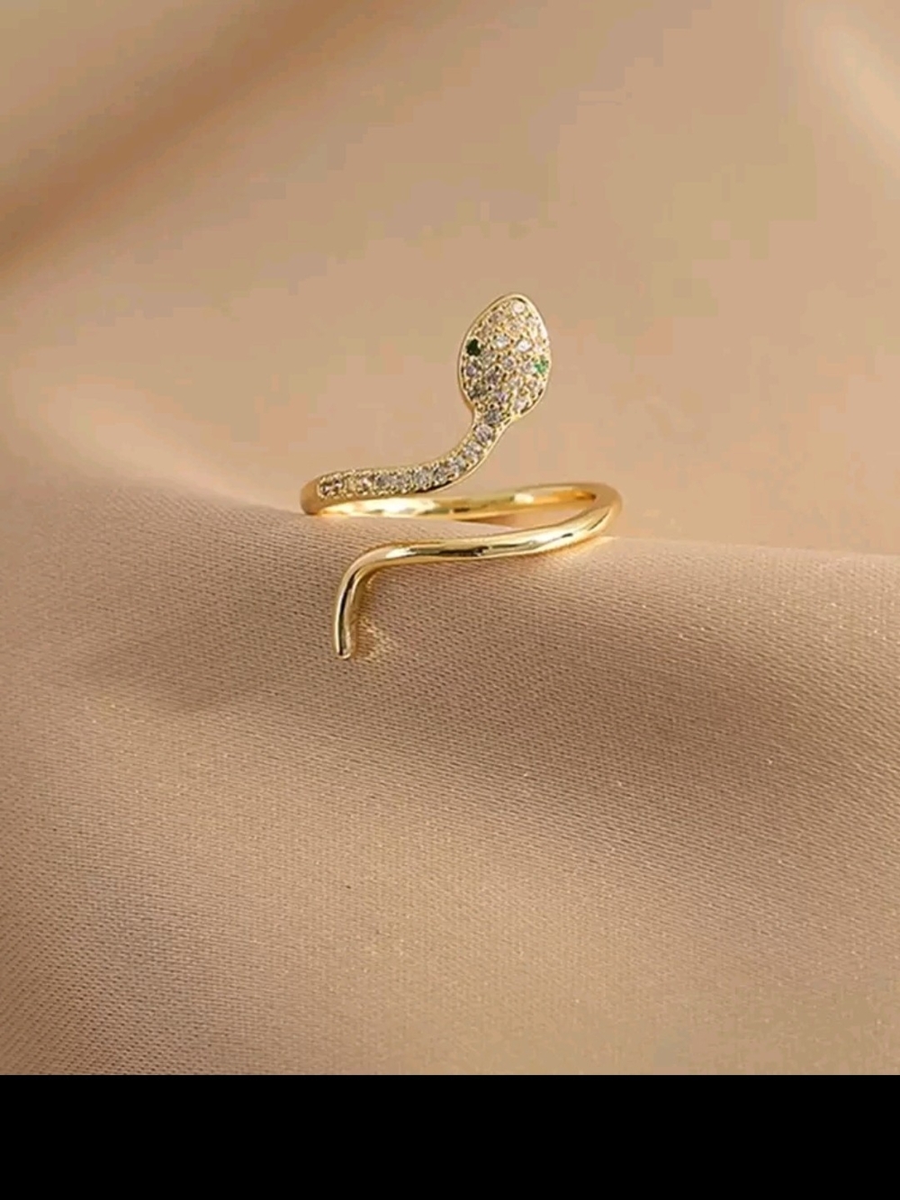 Gold Snake Wrap Ring with Pavé Head